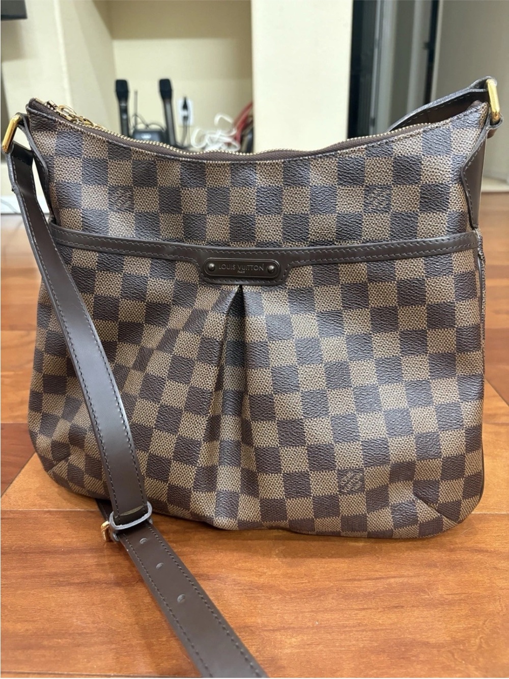 LOUIS VUITTON Bloomsbury PM Damier Ebene Canvas Brown Zip Shoulder Bag!!!